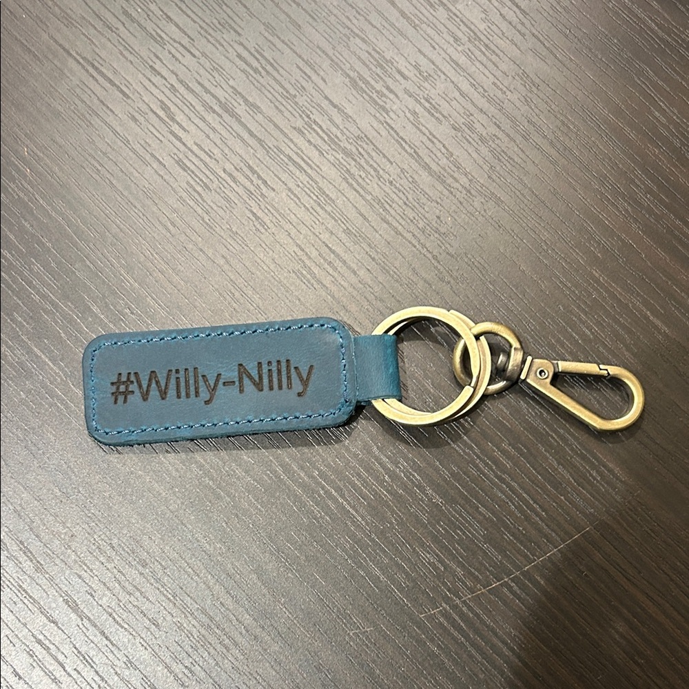Blue Keychain with Hashtag Design